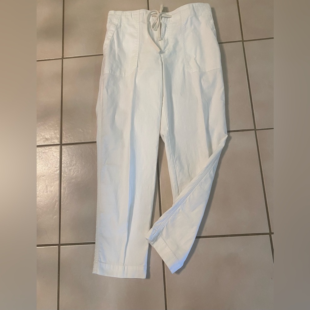LOFT Cream Elastic Waist Pants